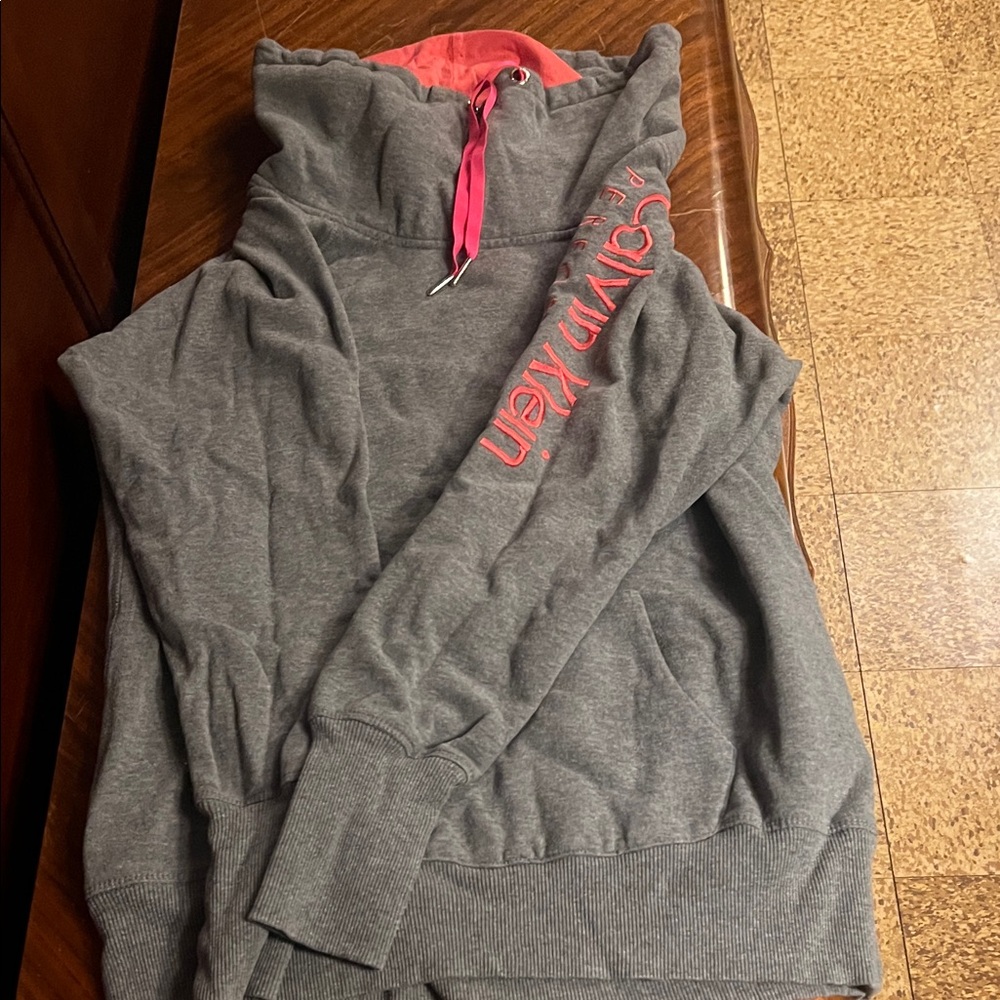 Calvin Klein Charcoal Hoodie with Coral Highlights